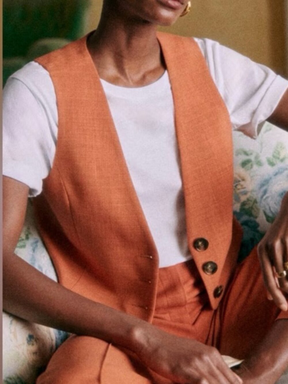 Sezane Drea Vest in Brick
